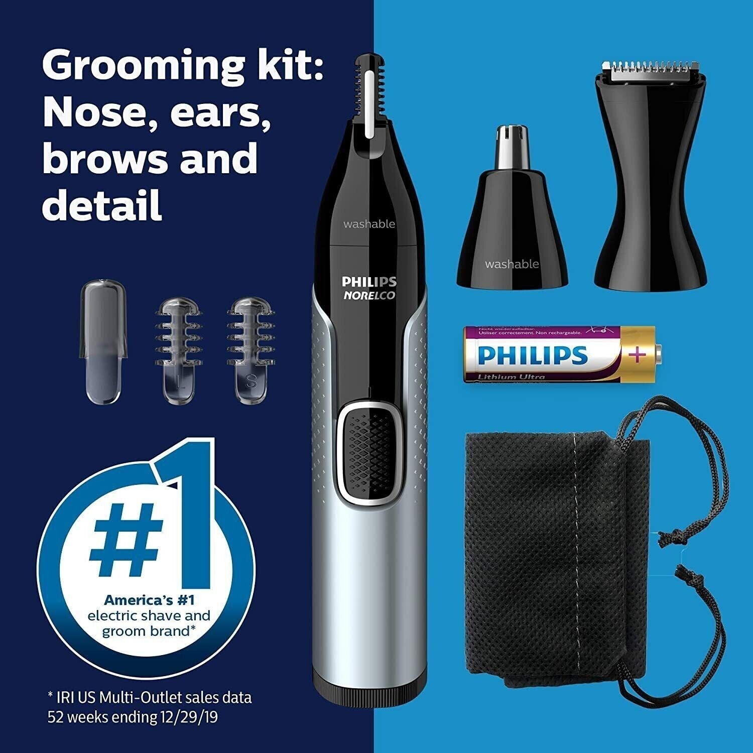 Philips Norelco Nose Trimmer 3000, For Nose, Ears Eyebrows NT3600/42