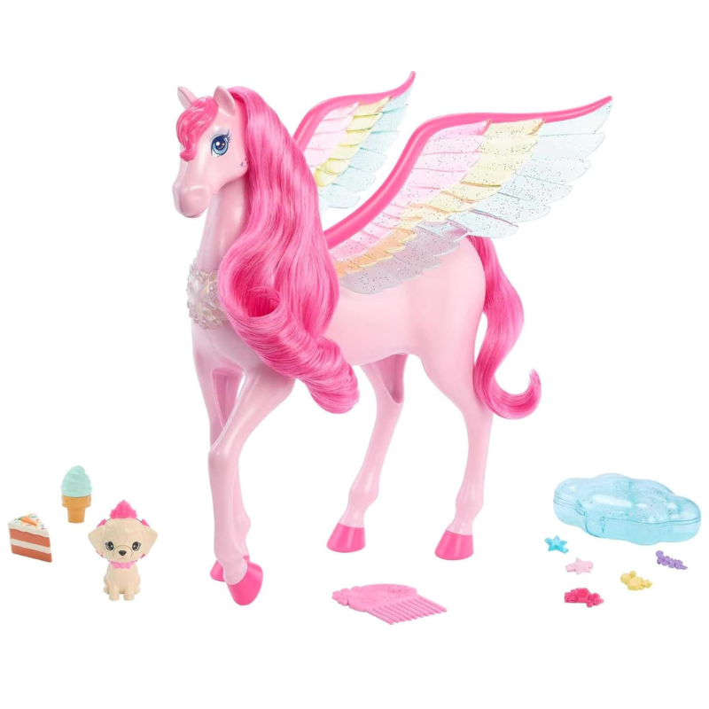 Barbie A Touch of Magic Pink Pegasus with Puppy, Winged Horse Toys with Lights and Sounds