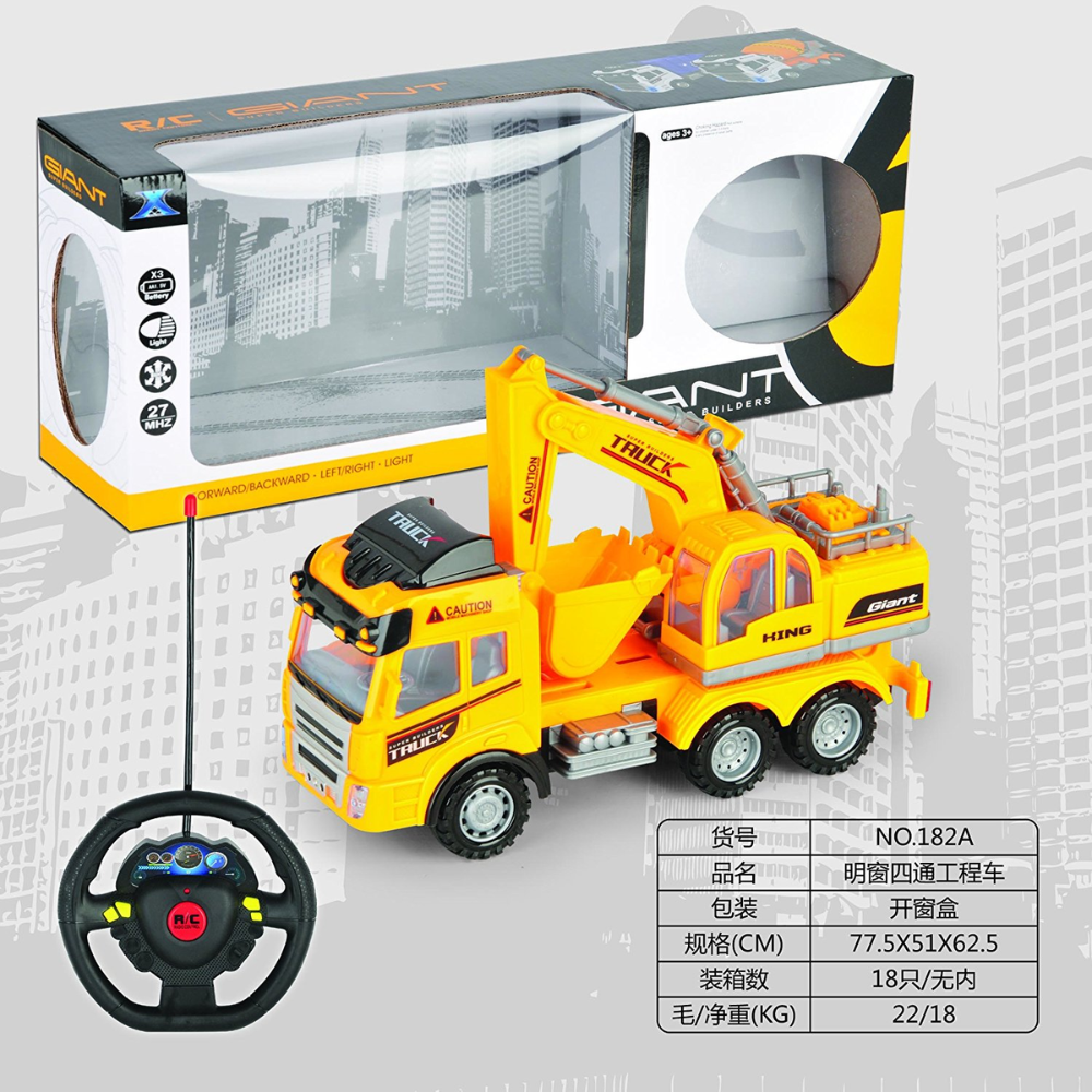 Big Daddy Series Remote Control Construction Truck with Friction Lever Functional Crane on Flat Bad