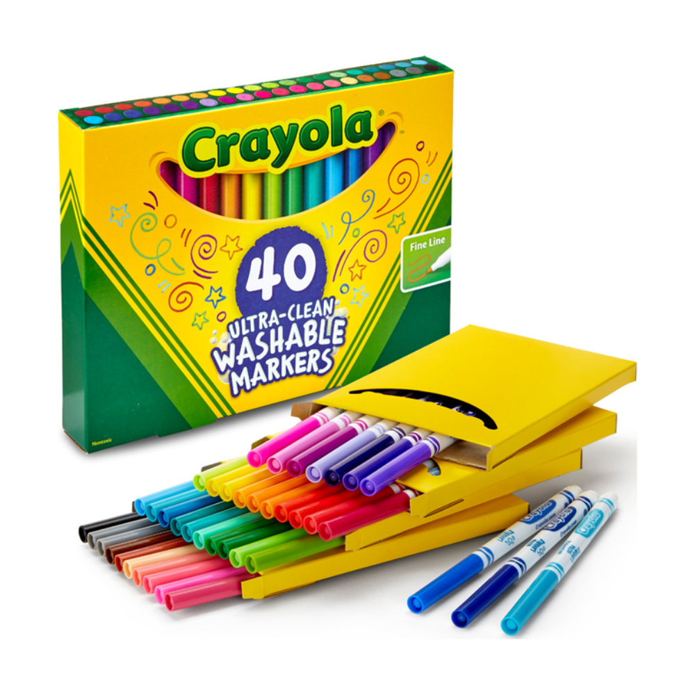 Crayola Ultra-Clean Fine Line Markers Art Tools 40 Colours Bright Washable Crafted with a fine point, these markers are perfect for precise coloring, allowing children to develop their artistic skills while bringing intricate designs to life. 58-7861