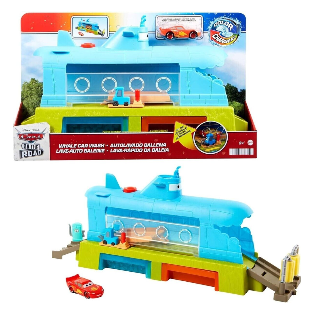 Disney and Pixar Cars Submarine Car Wash Playset with Color-Change Lightning McQueen Toy Car. Elevate playtime with the Disney and Pixar Cars Color-Changing Submarine Car Wash Playset. HGV70