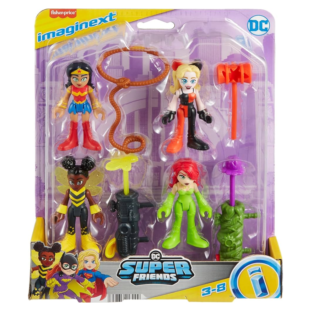 Fisher-Price Imaginext DC Super Friends Toys Rivals Figure Set with Wonder Woman Harley Quinn & Poison Ivy. With bold colors, recognizable costumes, and empowering female characters, this set makes a fantastic gift for any young superhero fan. HWD49