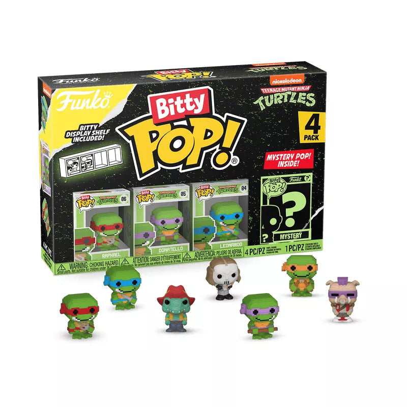 Funko Bitty POP! Teenage Mutant Ninja Turtles (TMNT) 4-Pack - Raphael, Donatello, Leonardo, and A Surprise Mystery Mini Figure