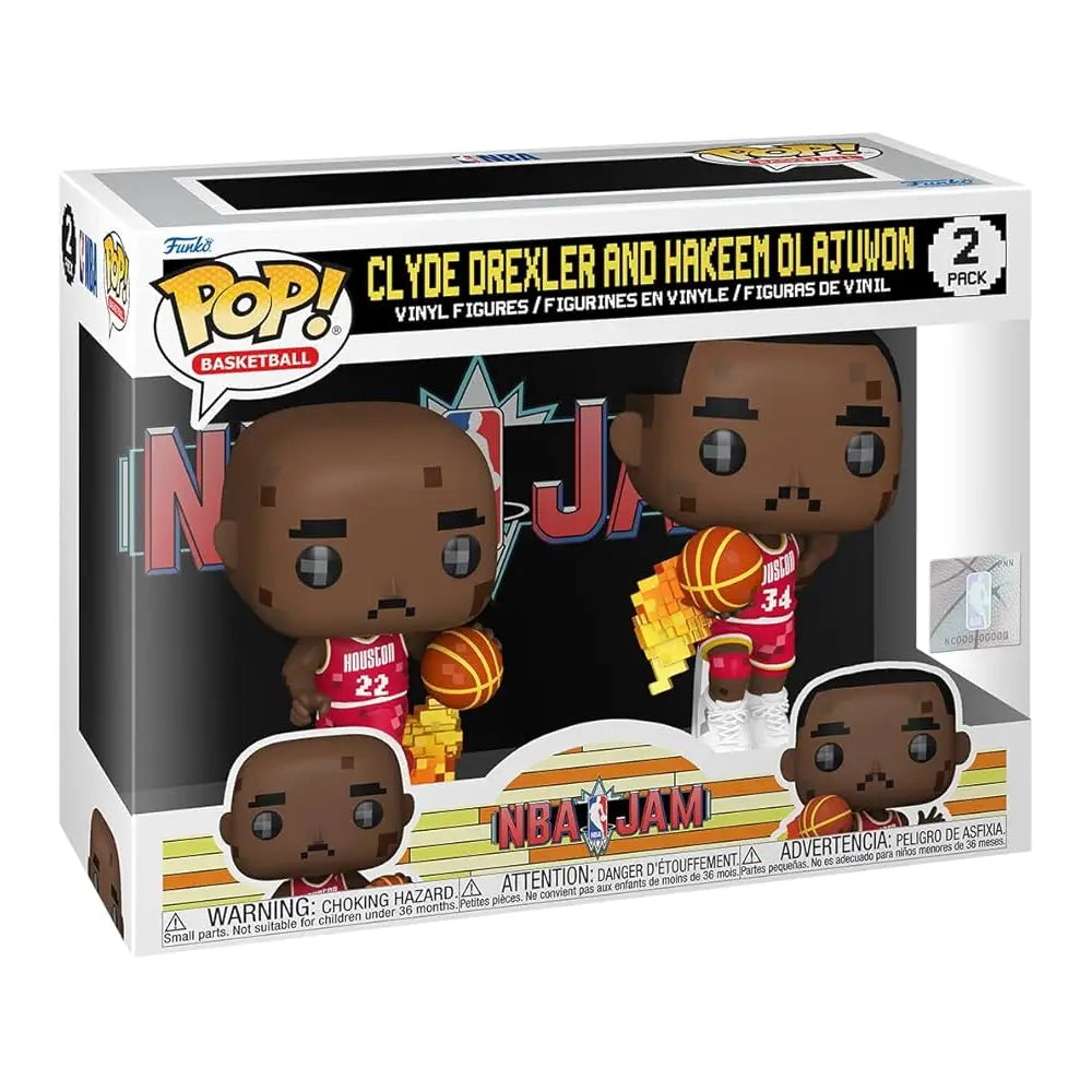Funko Pop! NBA JAM: Rockets - Clyde Drexler and Hakeem Olajuwon 2-Pack. This 2-pack featuring Houston Rockets legends is guaranteed to be a slam dunk addition to your basketball collection. F-75063