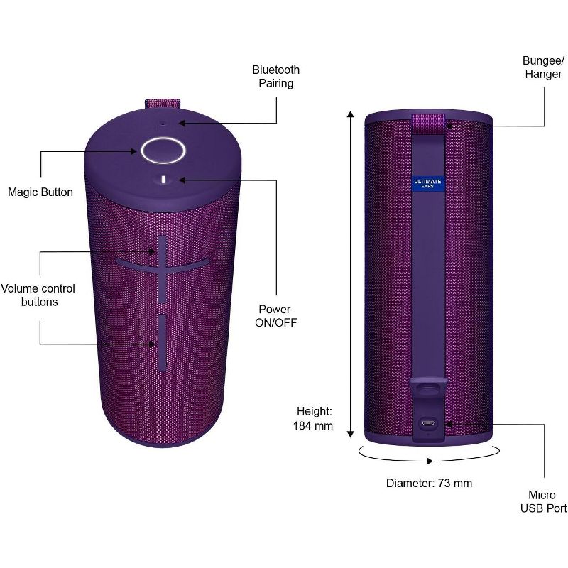Ultimate Ears Boom 3 Wireless Bluetooth Speaker, Bold Sound + Deep Bass, Bluetooth, Magic Button, Waterproof thumbnail