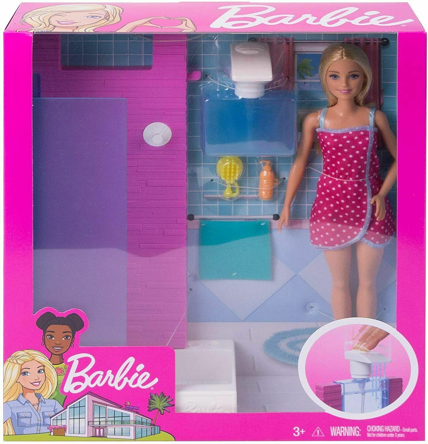 Barbie Doll Shower Playset & Bath Accessories