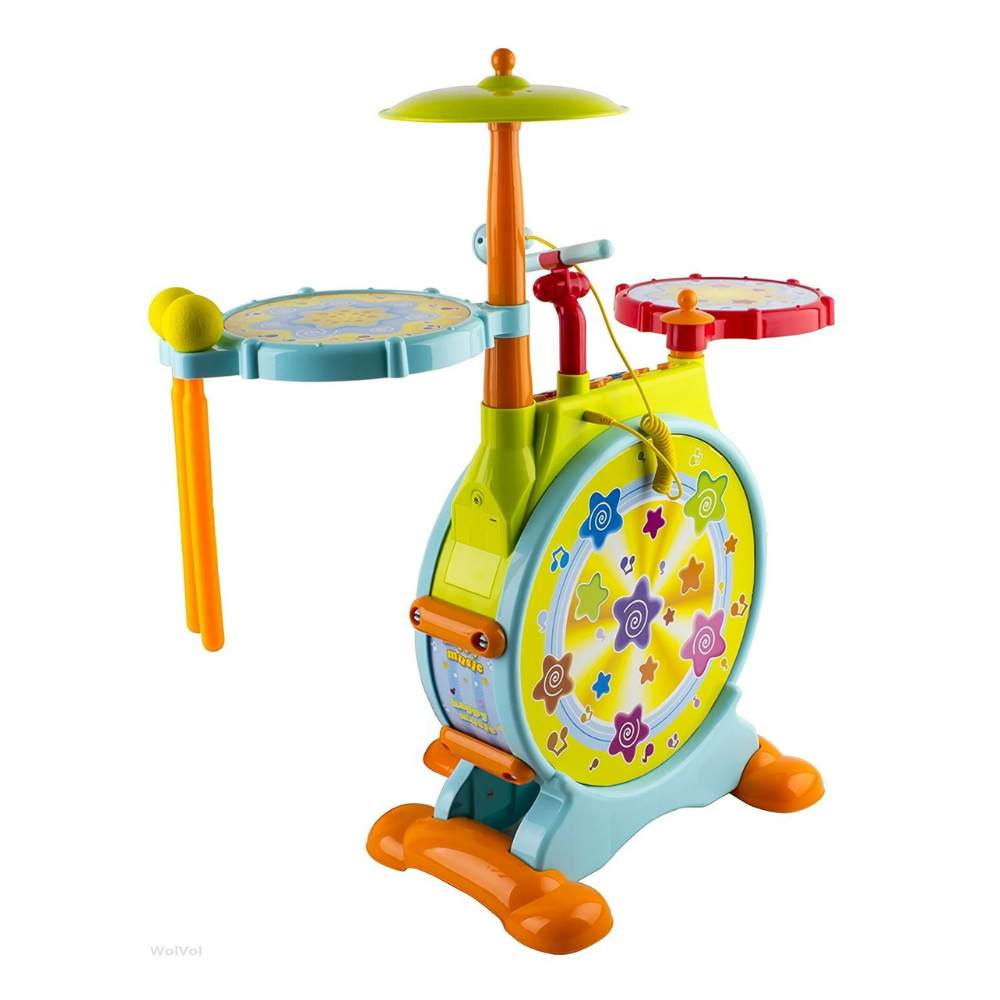 Kids Toddler First Electric Drum kit Set With Mic And Seat. The Play Baby Toys Musical Big Toy Drum Set with Adjustable Mic and Seat is an ideal choice for little ones who dream of becoming a famous rockstar.  PB-I463985 thumbnail