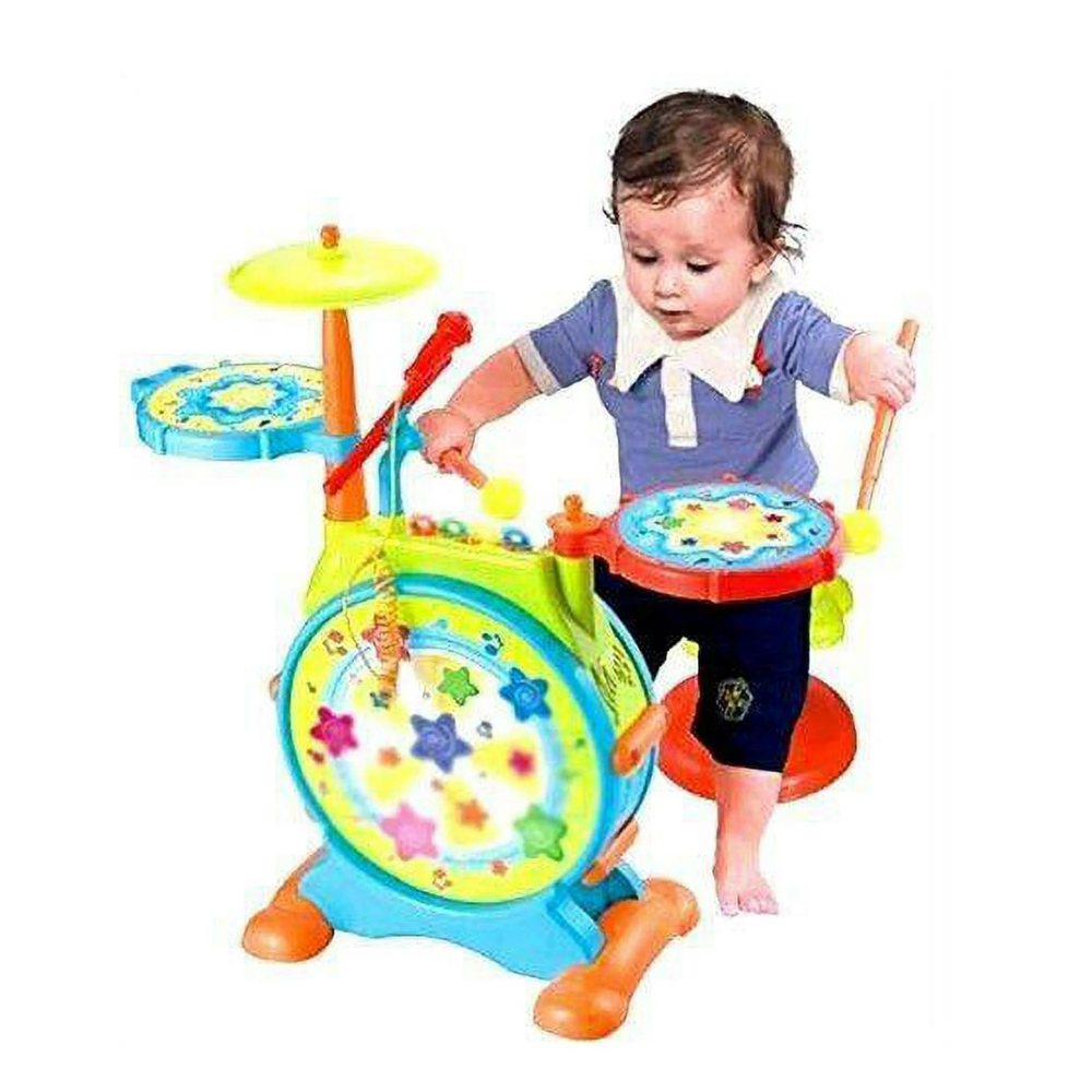 Kids Toddler First Electric Drum kit Set With Mic And Seat. The Play Baby Toys Musical Big Toy Drum Set with Adjustable Mic and Seat is an ideal choice for little ones who dream of becoming a famous rockstar.  PB-I463985 thumbnail