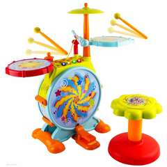 Kids Toddler First Electric Drum kit Set With Mic And Seat. The Play Baby Toys Musical Big Toy Drum Set with Adjustable Mic and Seat is an ideal choice for little ones who dream of becoming a famous rockstar.  PB-I463985