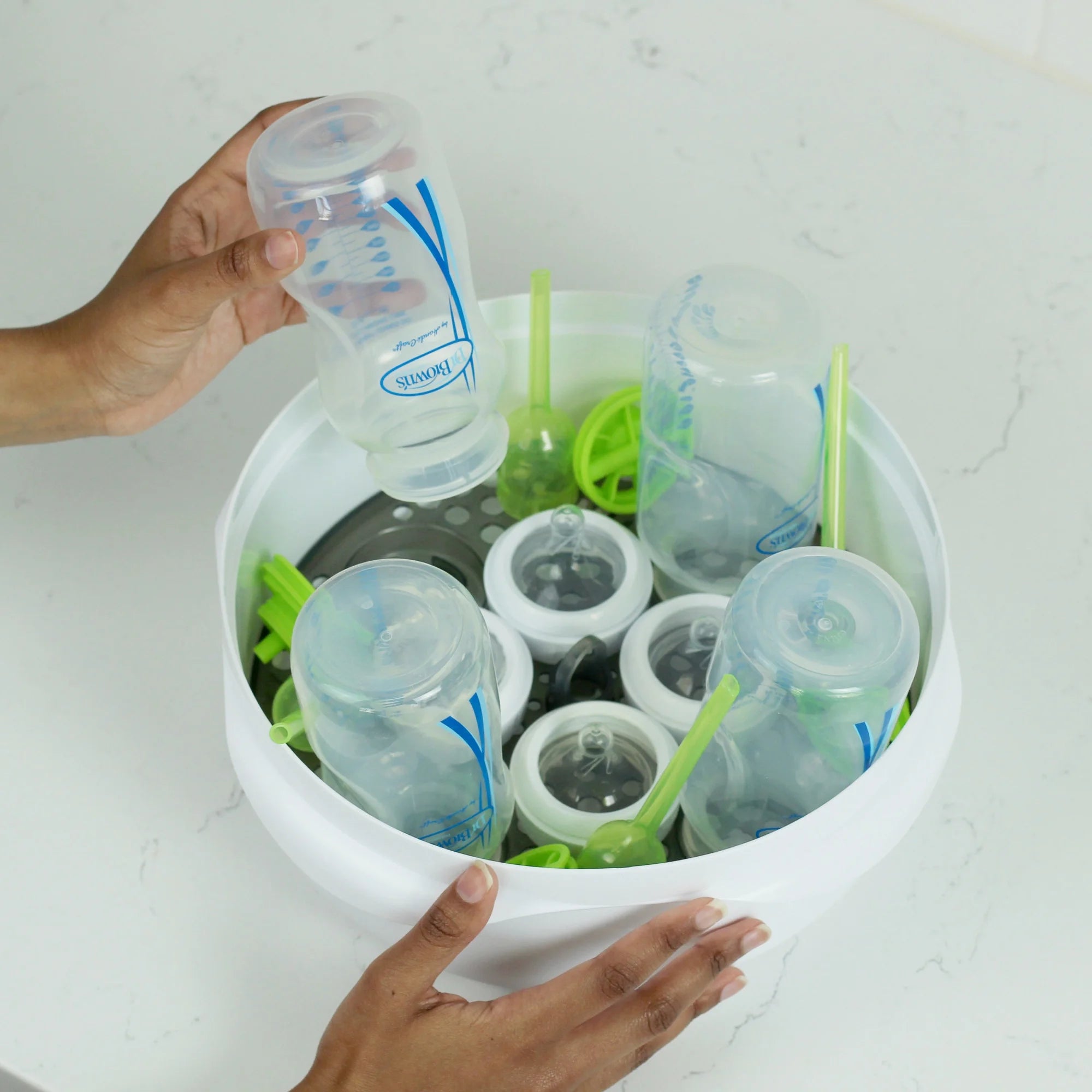 Microwave Steam Sterilizer, Quickly Sterilize Baby Bottles, Pacifiers, Breast Pump Parts, & Accessories, Travel-Friendly, BPA Free, 1 Pack thumbnail