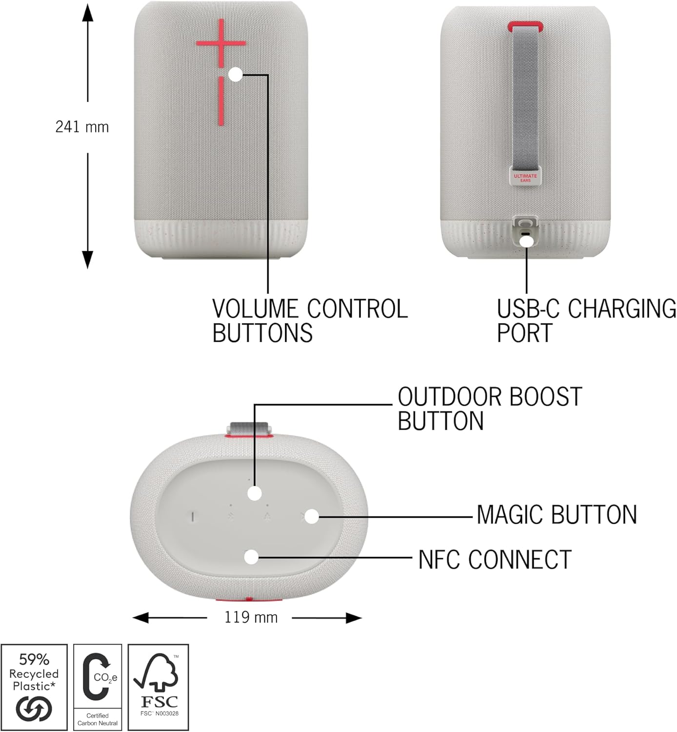Ultimate Ears EPICBOOM, Portable Wireless Bluetooth Speaker, Big Bass Waterproof, Floatable, - White thumbnail