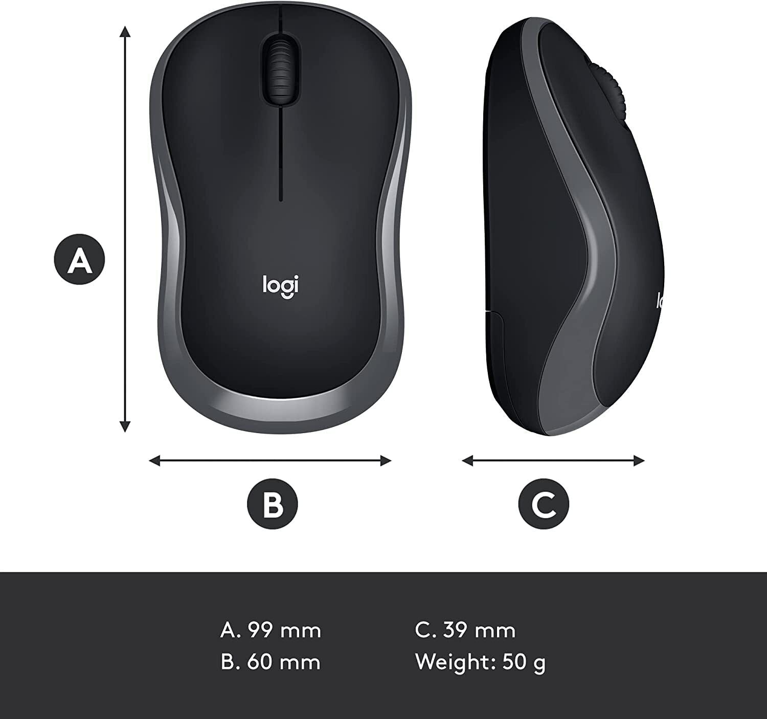 Logitech M185 Wireless Mouse Grey 910-002225 thumbnail