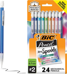 BIC Xtra-Sparkle No. 2 Mechanical Pencils 24-Count Pack – Durable, Vibrant, Always-Sharp Writing Tools