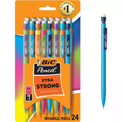 BIC Xtra-Strong Mechanical Pencils 24 Count - No. 2 – 0.9mm Thick Lead, Break-Resistant, Multicolor Barrels, Ideal for School, Office.