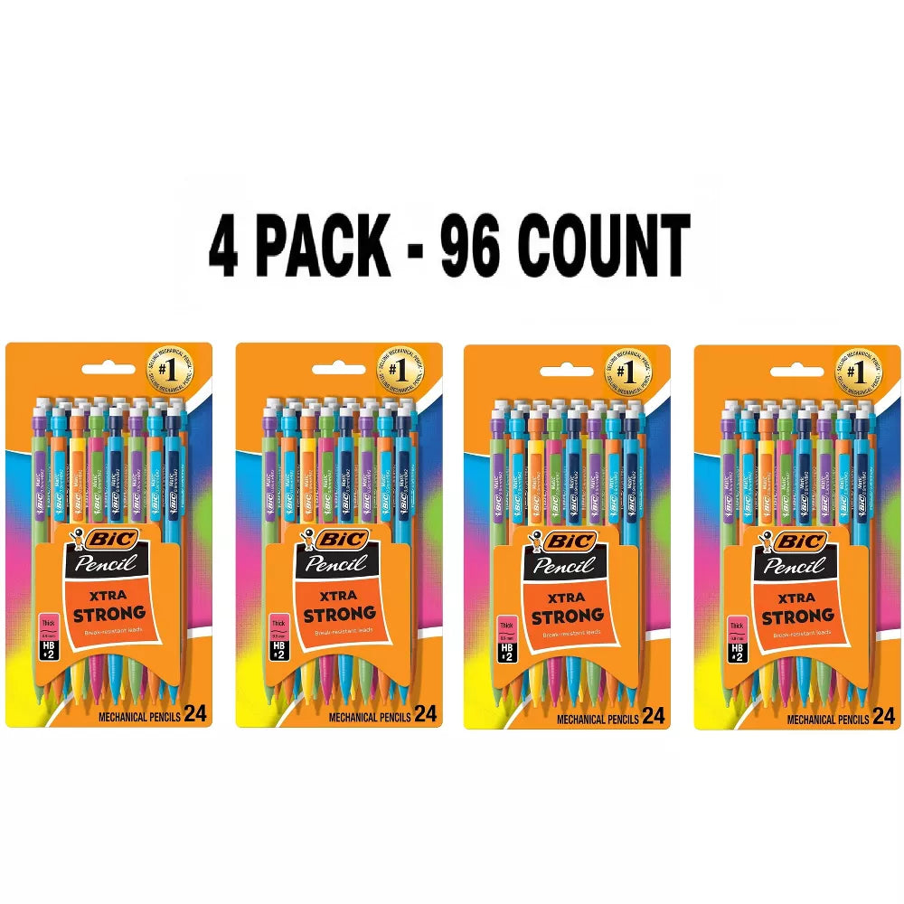 BIC Xtra-Strong Mechanical Pencils 24 Count - No. 2 – 0.9mm Thick Lead, Break-Resistant, Multicolor Barrels, Ideal for School, Office. thumbnail