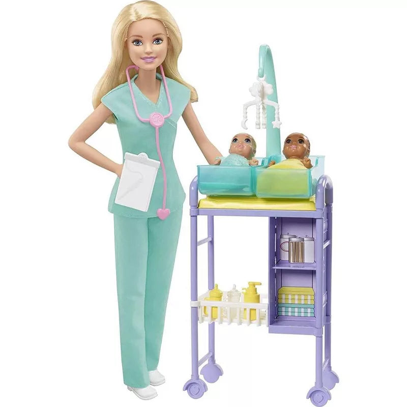 Barbie Baby Doctor Playset with Blonde Doll, 2 Infant Dolls