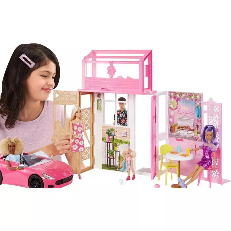 Barbie Dollhouse with Doll, 2 Levels & 4 Play Areas, Fully Furnished