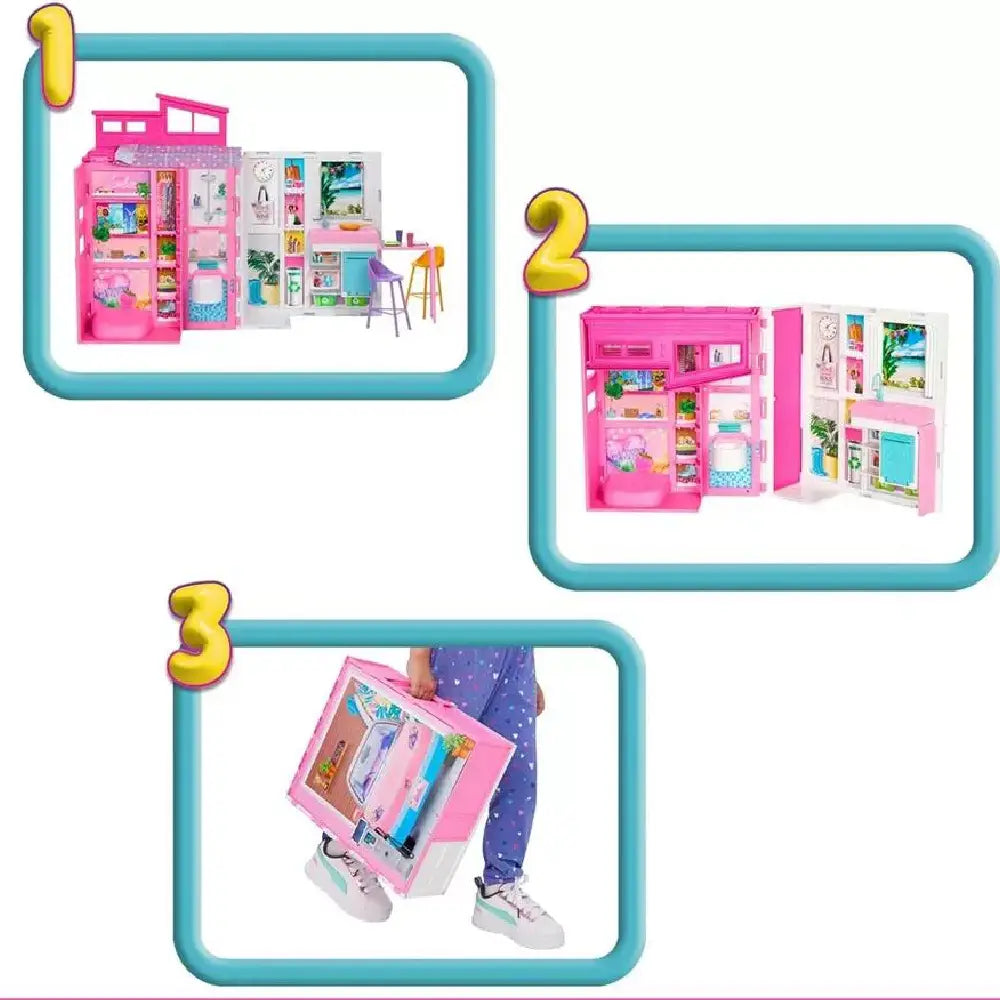 Barbie Getaway Doll House With Barbie Doll HRJ77 thumbnail