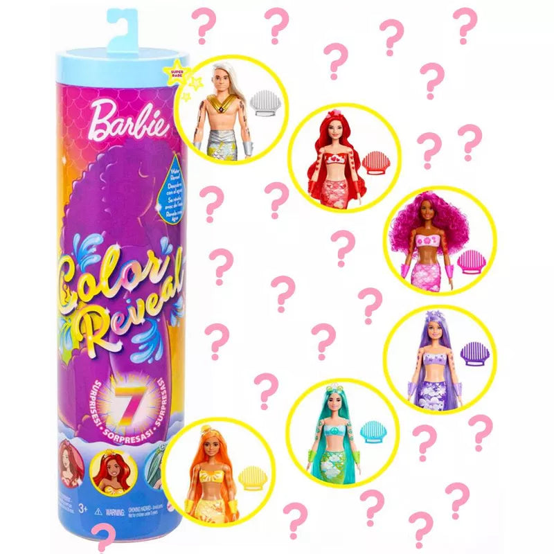 Barbie - Color Reveal ! Color Changing Prince or Princess' Mermaid Doll with 7 Unboxing Surprises thumbnail