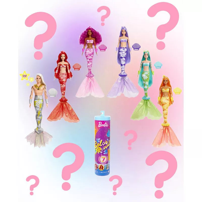 Barbie - Color Reveal ! Color Changing Prince or Princess' Mermaid Doll with 7 Unboxing Surprises thumbnail