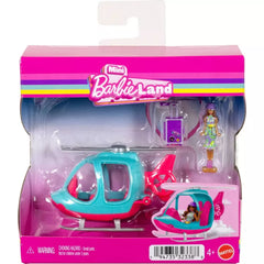 Barbie Land Mini Doll & Helicopter Vehicle Set with 1.5-Inch Doll