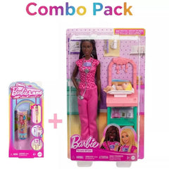Barbie Baby Doctor Playset with Accessories + Barbie Mini BarbieLand Colour Reveal 1.5″ Doll Bundle – Mattel Kids Toys