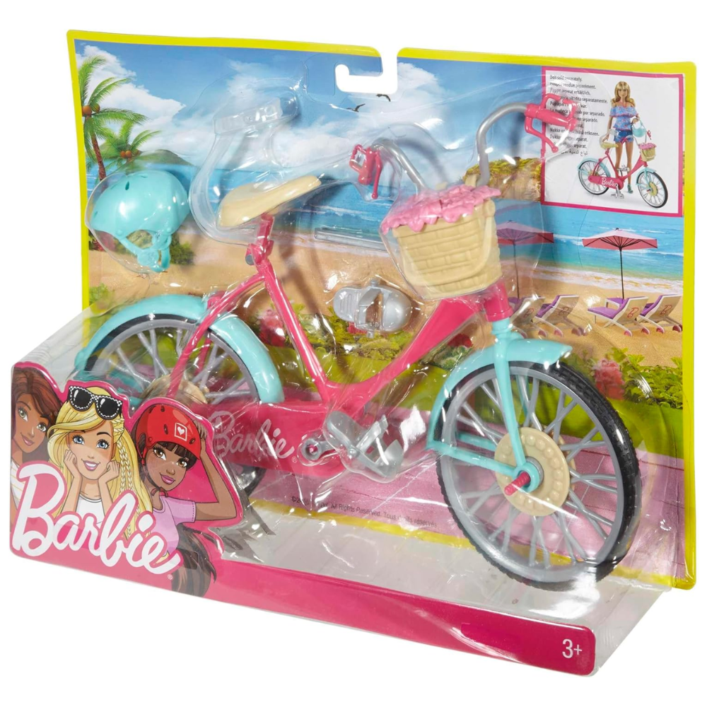 Barbie Bicycle with Basket of Flowers This beautifully designed Barbie bicycle is all set for adventure and imaginative play! DVX55 thumbnail