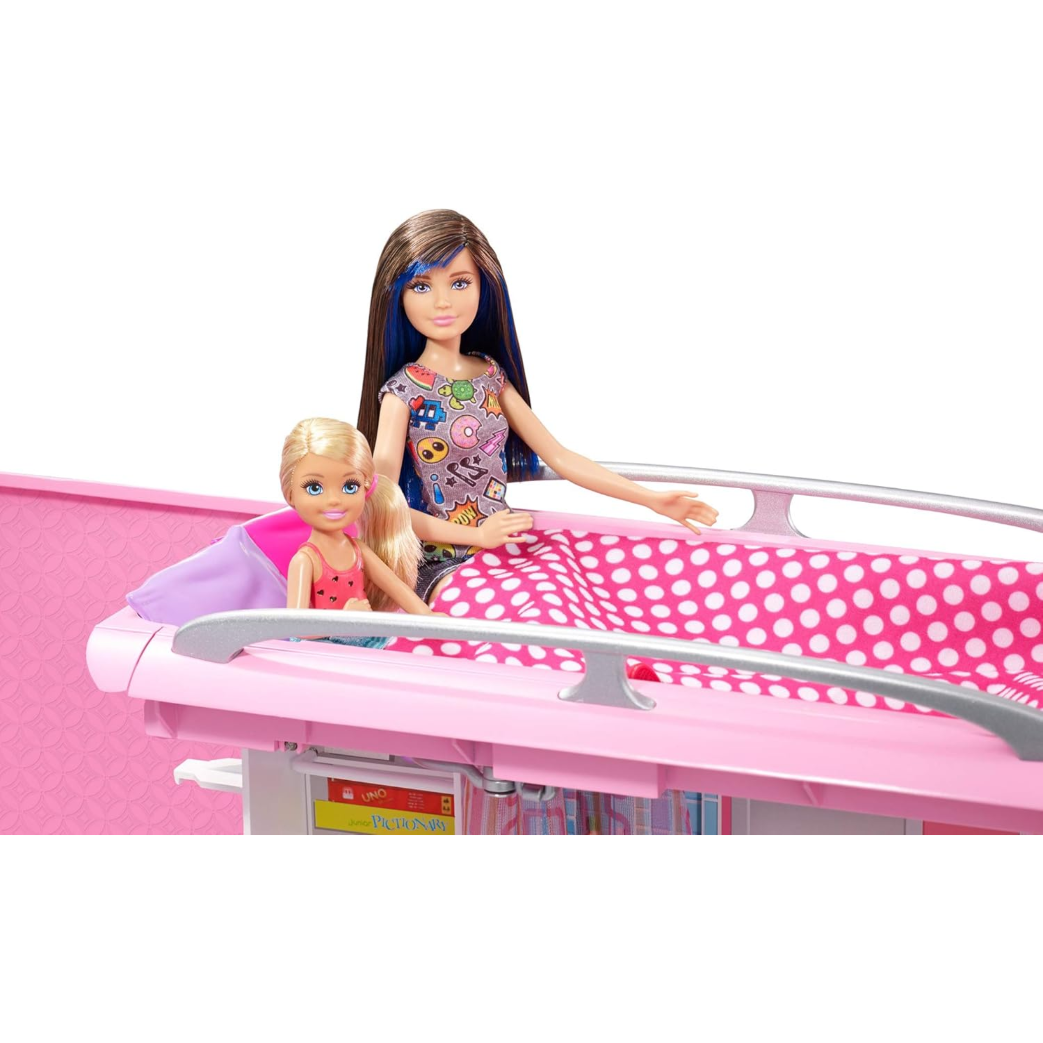 Barbie DreamCamper Playset – Adventure Camper Toy Vehicle with 50+ Accessories Including Furniture, Pool with Slide, Hammocks & Campfire Setup. The incredible Barbie DreamCamper transforms from a stylish RV into a fully equipped campsite playset FBR34 thumbnail