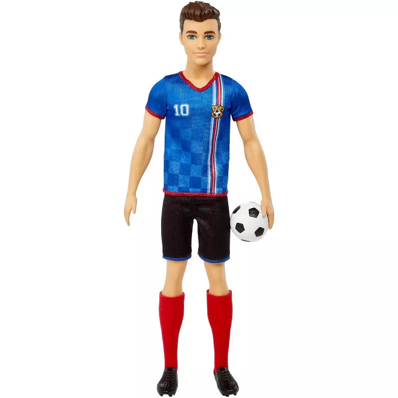 Barbie Careers Ken Fashion Doll & Accessory, Soccer Player with Cropped Hair, #10 Uniform, Tall Socks, Cleats & Ball thumbnail