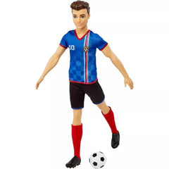 Barbie Careers Ken Fashion Doll & Accessory, Soccer Player with Cropped Hair, #10 Uniform, Tall Socks, Cleats & Ball