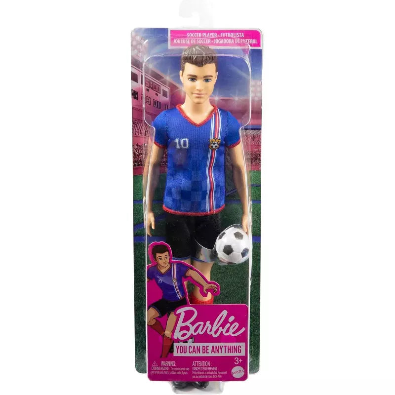 Barbie Careers Ken Fashion Doll & Accessory, Soccer Player with Cropped Hair, #10 Uniform, Tall Socks, Cleats & Ball thumbnail