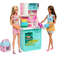 Barbie Celebration Fun Baking Kitchen Playset with 2 Dolls & Accessories