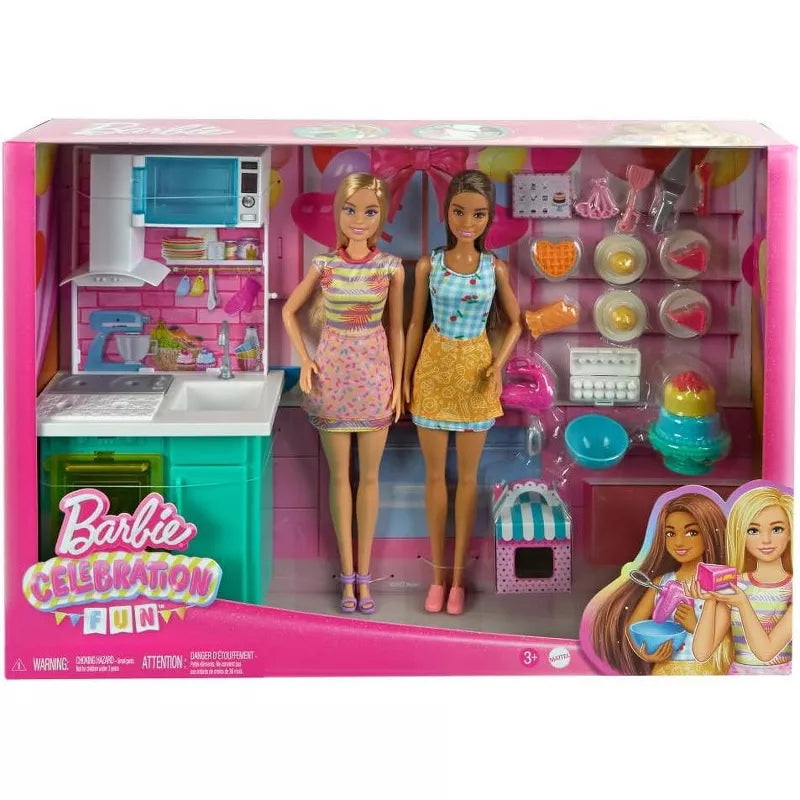 Barbie Celebration Fun Baking Kitchen Playset with 2 Dolls & Accessories thumbnail