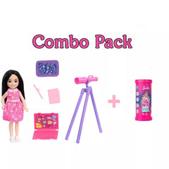Barbie Chelsea Can Be Astronomer Doll Playset & Mini BarbieLand Cutie Reveal Doll with Pet, 2-Piece Combo Pack