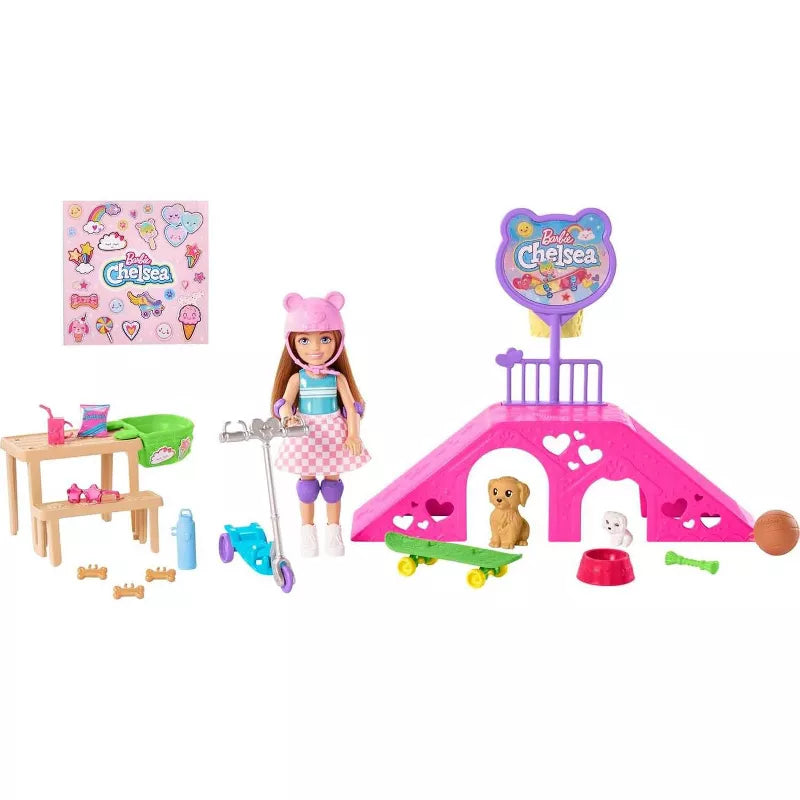 Barbie Chelsea Doll & Skate Park Playset with 2 Puppies, Ramp & 15+ Accessories thumbnail