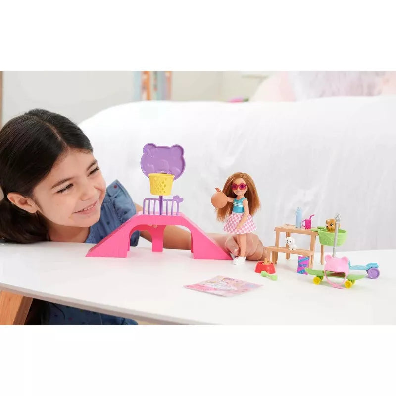 Barbie Chelsea Doll & Skate Park Playset with 2 Puppies, Ramp & 15+ Accessories thumbnail