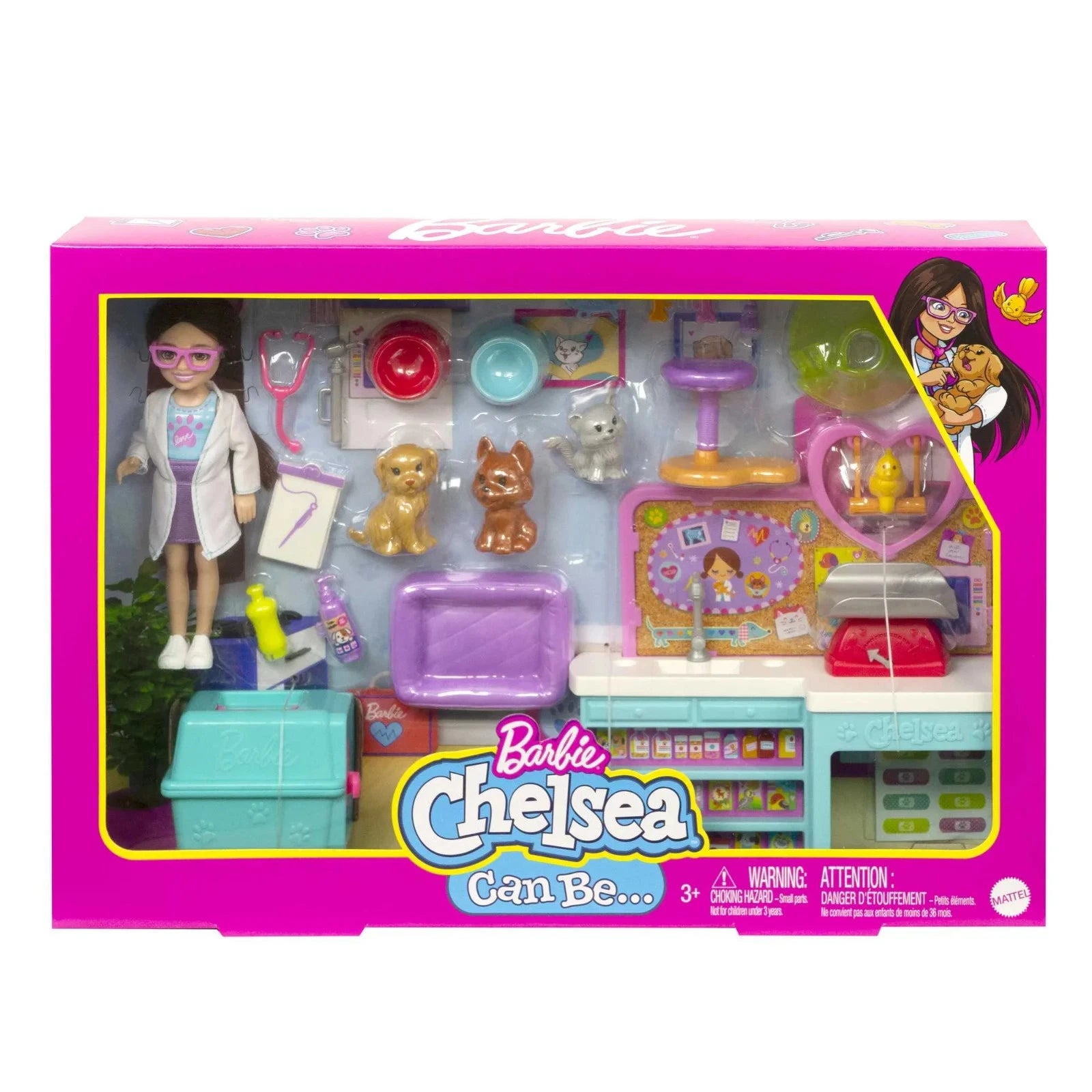 Barbie Chelsea Doll & Accessories Pet Vet Playset with Doll for Kids Imaginative Role Play