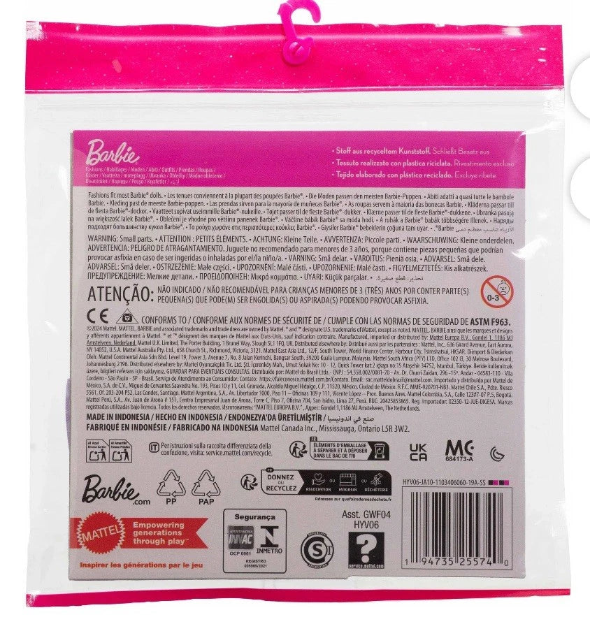 Barbie Clothes, Fashion and Accessory Set – 2 Argyle-Themed Outfits for 11.5