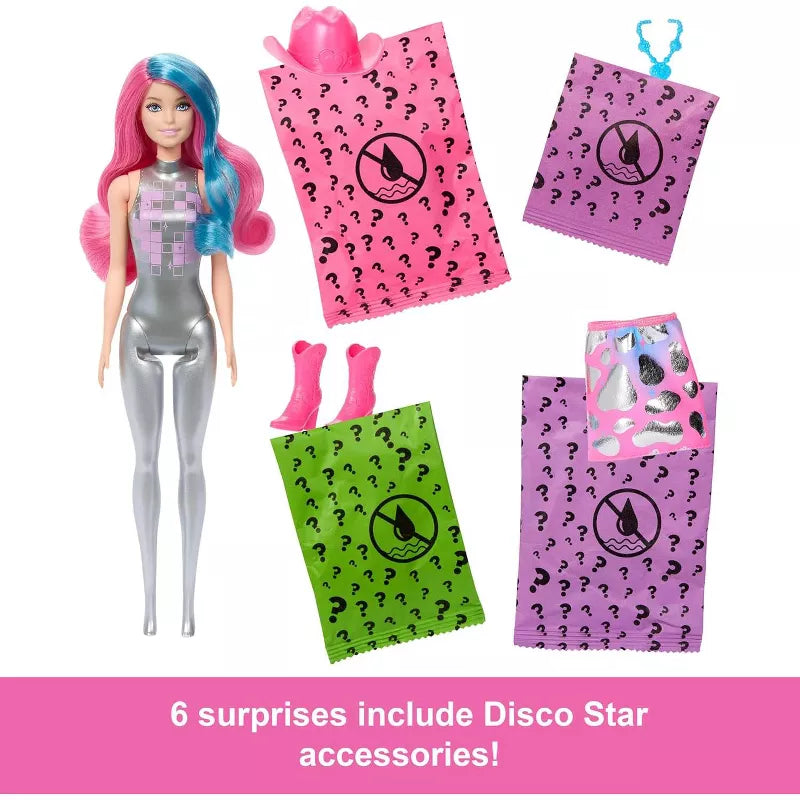 Barbie Color Reveal Disco Star Series Fashion Doll & Accessories with 6 Surprises (Styles May Vary) thumbnail
