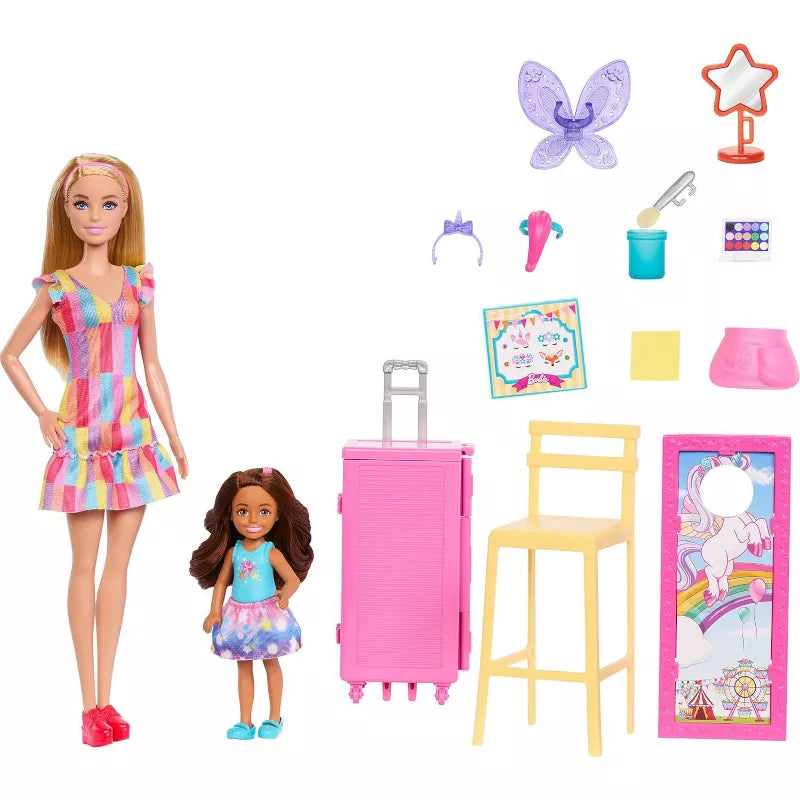 Barbie Day at The Fair Playset 2 Dolls Face Paint Photo Stand Chelsea Color-Change thumbnail