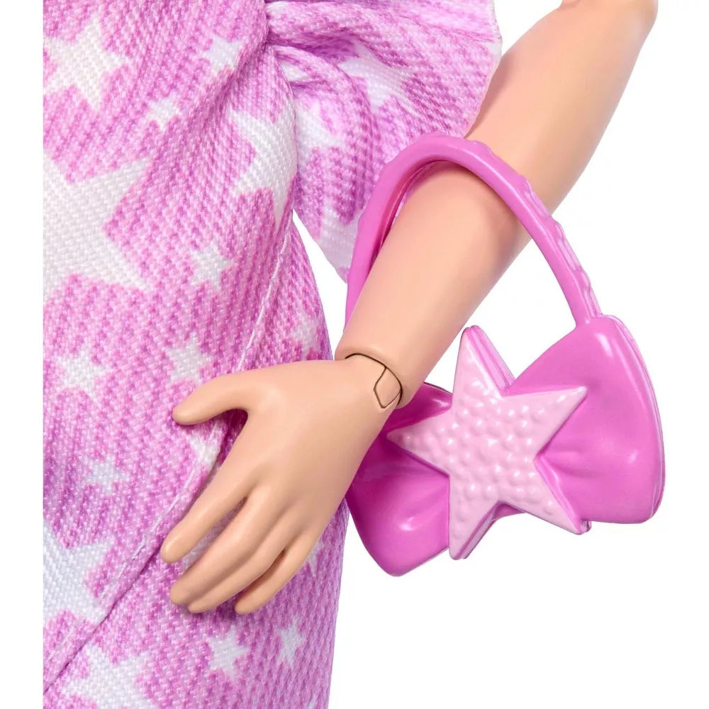 Barbie Deluxe Fashion Doll #11 – Pink Denim Star Dress, High Bun Hairstyle with Handbag & Jewelry Accessories Set thumbnail