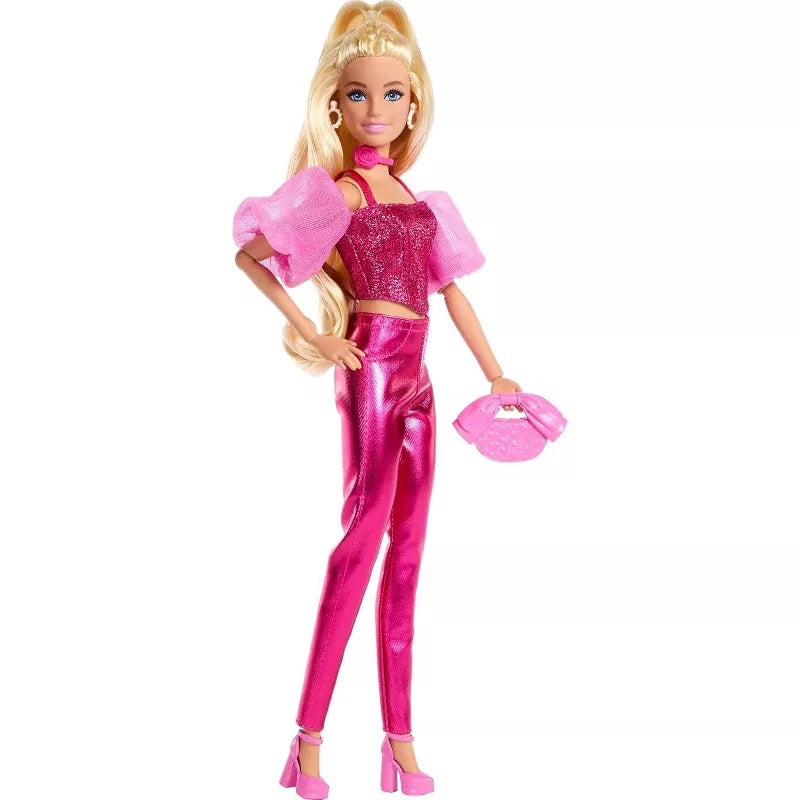 Barbie Deluxe Style Doll #5 in Metallic Pink Outfit, Blonde Hair, Sparkly Corset Top and Shiny Pants with Accessories thumbnail