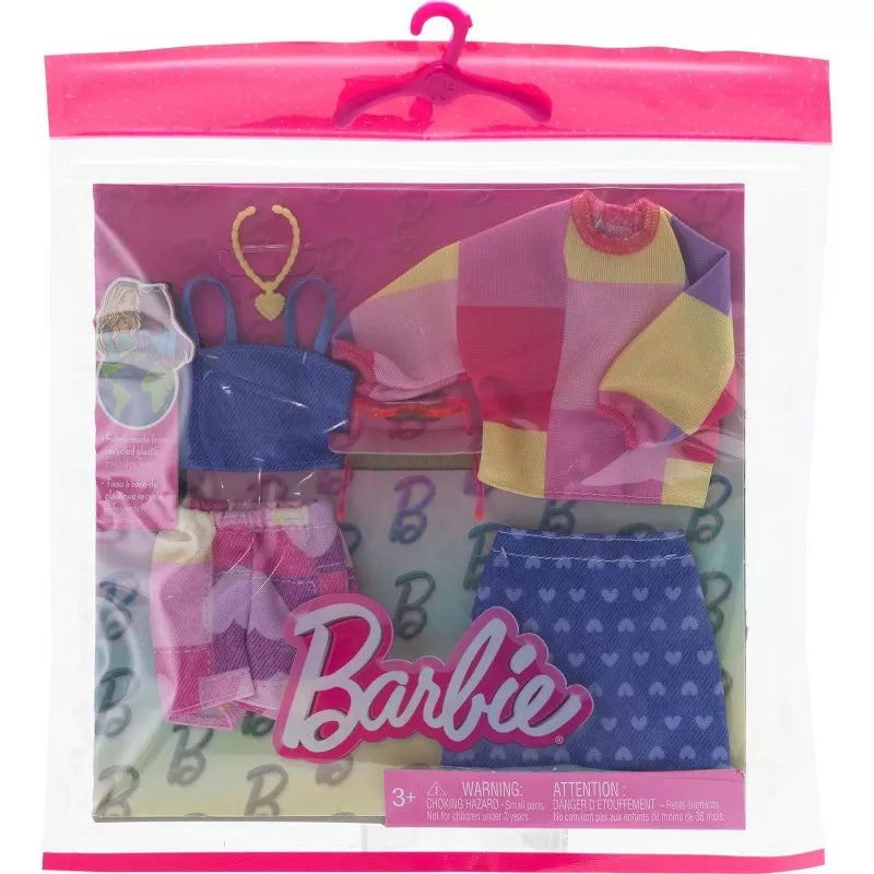 Barbie Doll Clothing, Fashion and Accessory 2-Pack featuring Pink & Blue Patterns (2 Outfits) thumbnail