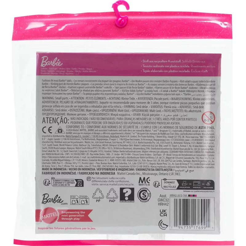 Barbie Doll Clothing, Fashion and Accessory 2-Pack featuring Pink & Blue Patterns (2 Outfits) thumbnail