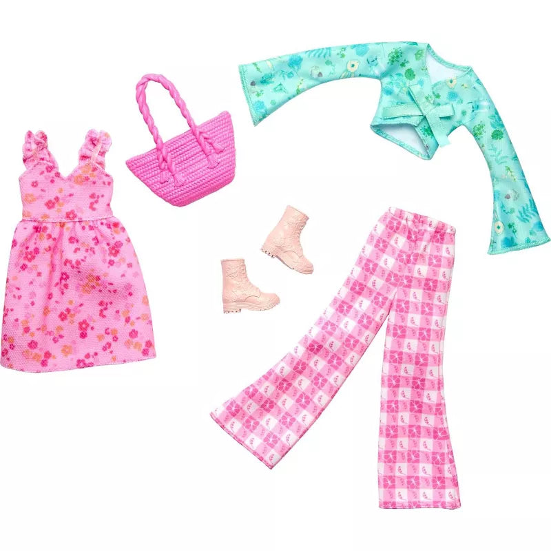 Barbie Doll Clothing, Fashion and Accessory Pack with Cottage Core Theme (2 Outfits)