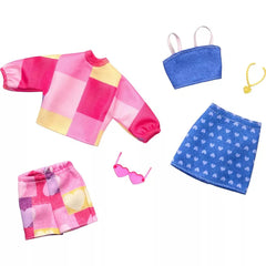 Barbie Doll Clothing, Fashion and Accessory 2-Pack featuring Pink & Blue Patterns (2 Outfits)