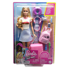 Barbie Doll and Accessories, 'Malibu' Travel Set with Puppy and 10+ Pieces Including Working Suitcase. The suitcase opens and closes, offering a hands-on experience that teaches kids to stay organized while they pack for Barbie’s adventures. HJY18
