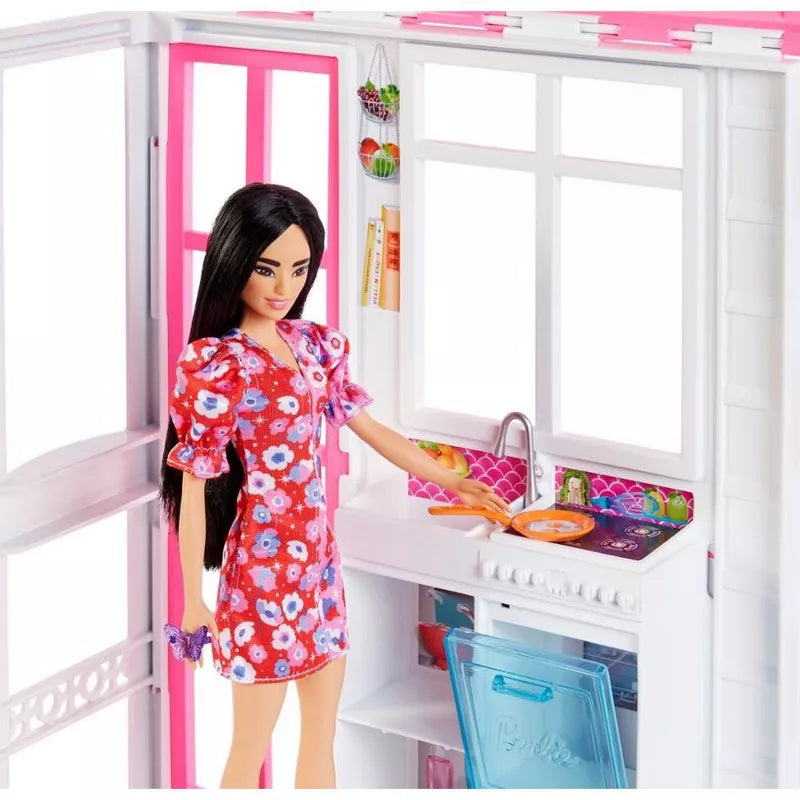 Barbie Dollhouse with Doll, 2 Levels & 4 Play Areas, Fully Furnished thumbnail