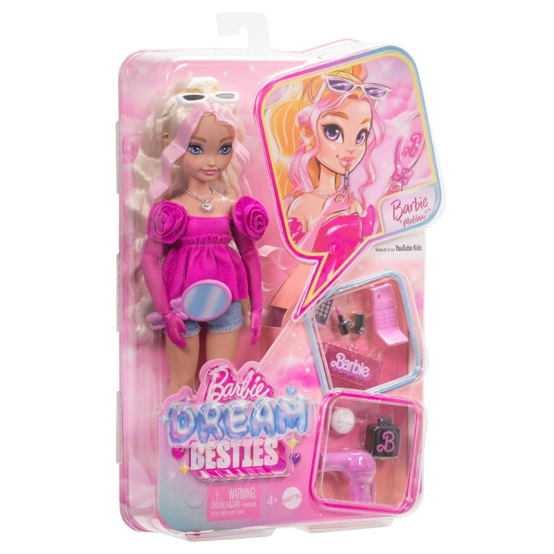 Barbie Dream Besties Doll & Accessories Playset, Malibu” Posable Fashion Doll. The Barbie Dream Besties Barbie 'Malibu' doll demonstrates that by sharing your unique talents with the world, anything can be achieved! HYC21 thumbnail