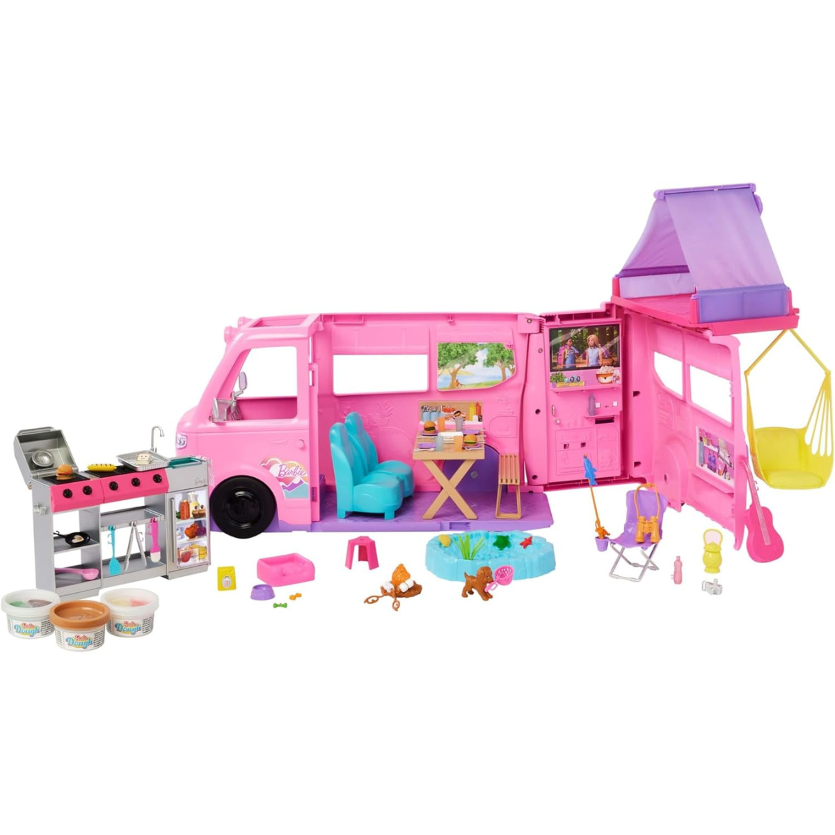 Barbie Dream Camper Playset Fishing Pond, BBQ Grill with Color-Change thumbnail